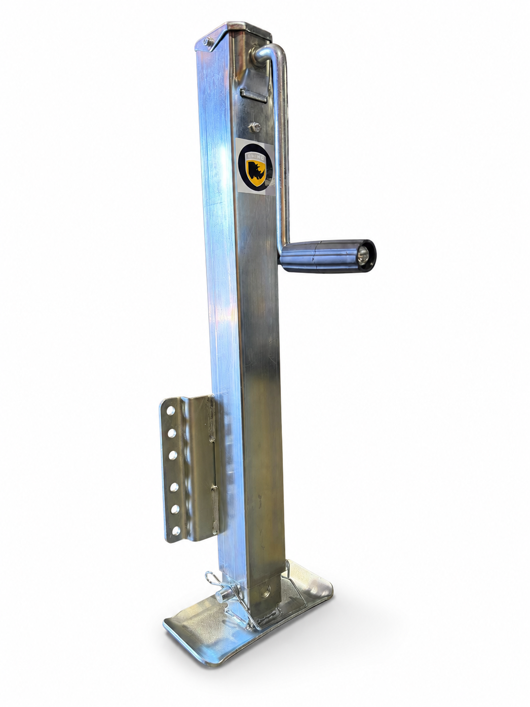 TowNation 2500 lb drop-leg marine trailer jack, zinc-plated square tube with weld-on bracket and flip foot