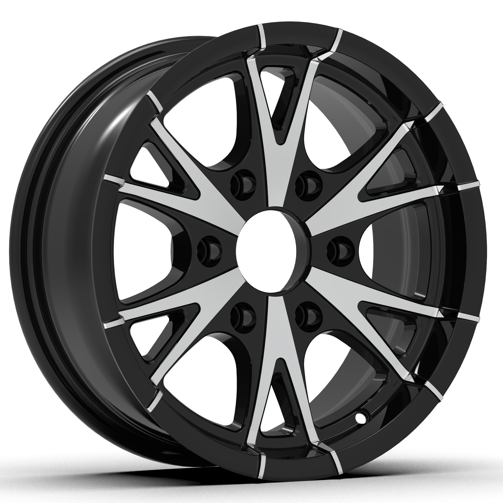 TowNation CW516-1560 aluminum trailer wheel, 15-inch black with machined face, 10-spoke split design