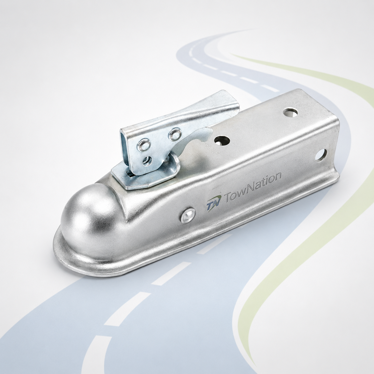 TowNation straight-tongue channel-mount trailer coupler with zinc-plated finish